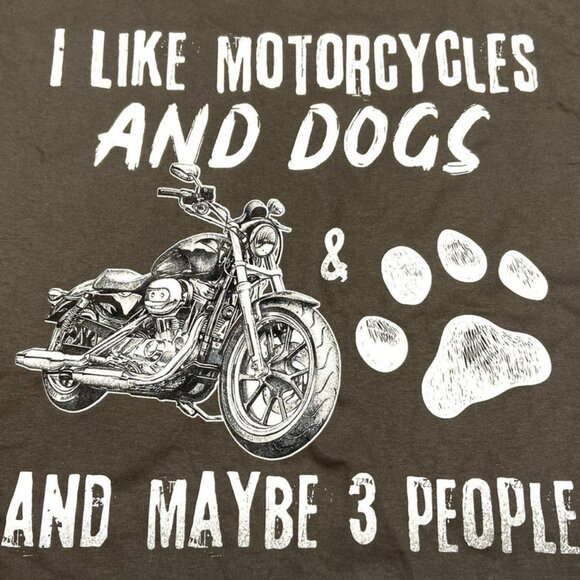 "I Like Motorcycles & Dogs" Adult NOS Large Gray T-Shirt - Picture 2 of 6